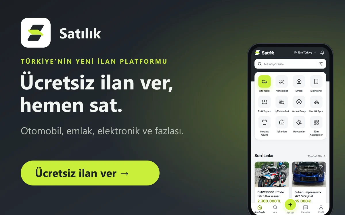 Satılık — Ücretsiz ilan ver, hemen sat. Otomobil, emlak, elektronik ve daha fazlası.